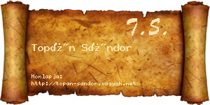 Topán Sándor névjegykártya